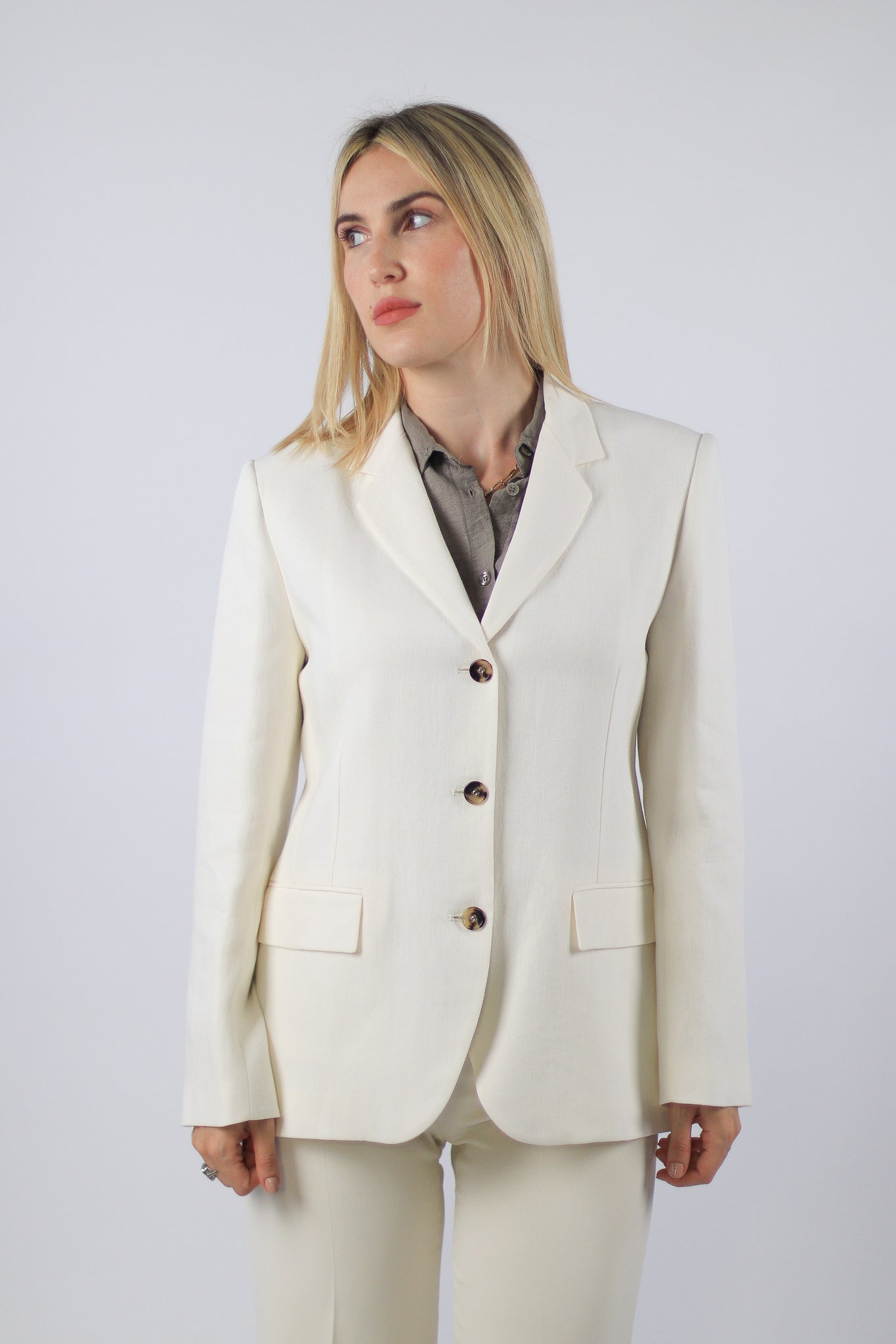 Ensemble Costume Blanc 3 Boutons