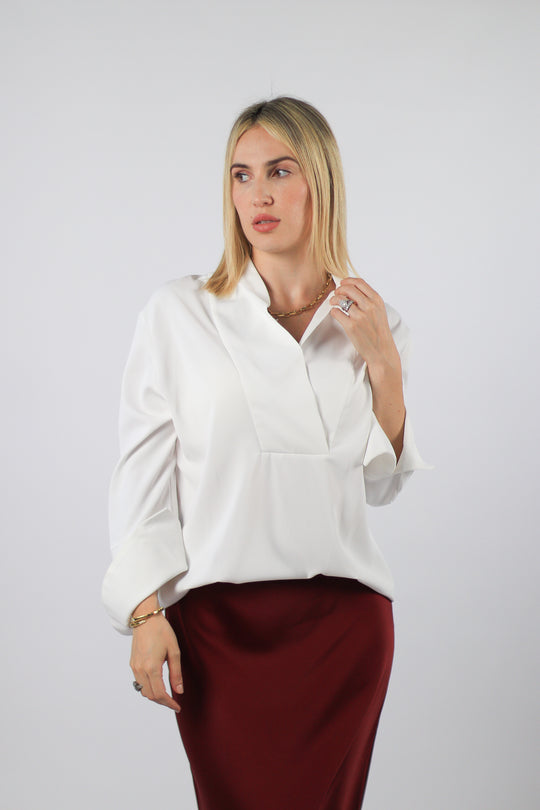 Chemise Femme Blanche à Col Montant