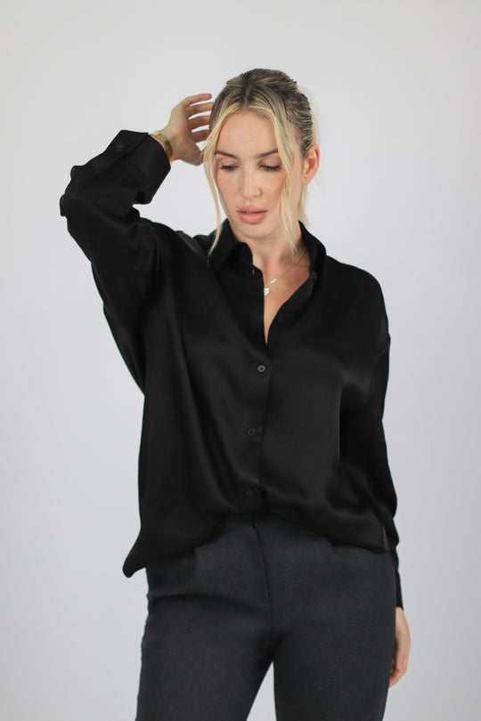 Chemise Noire en Satin