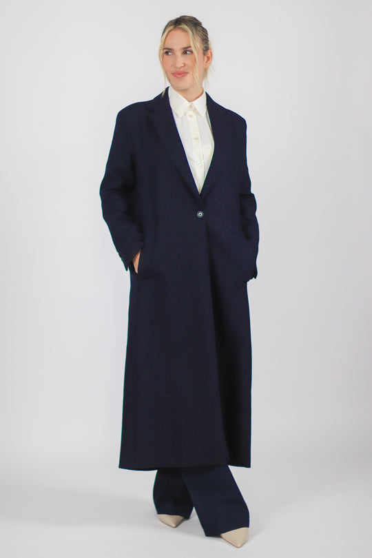 Manteau long bleu marine
