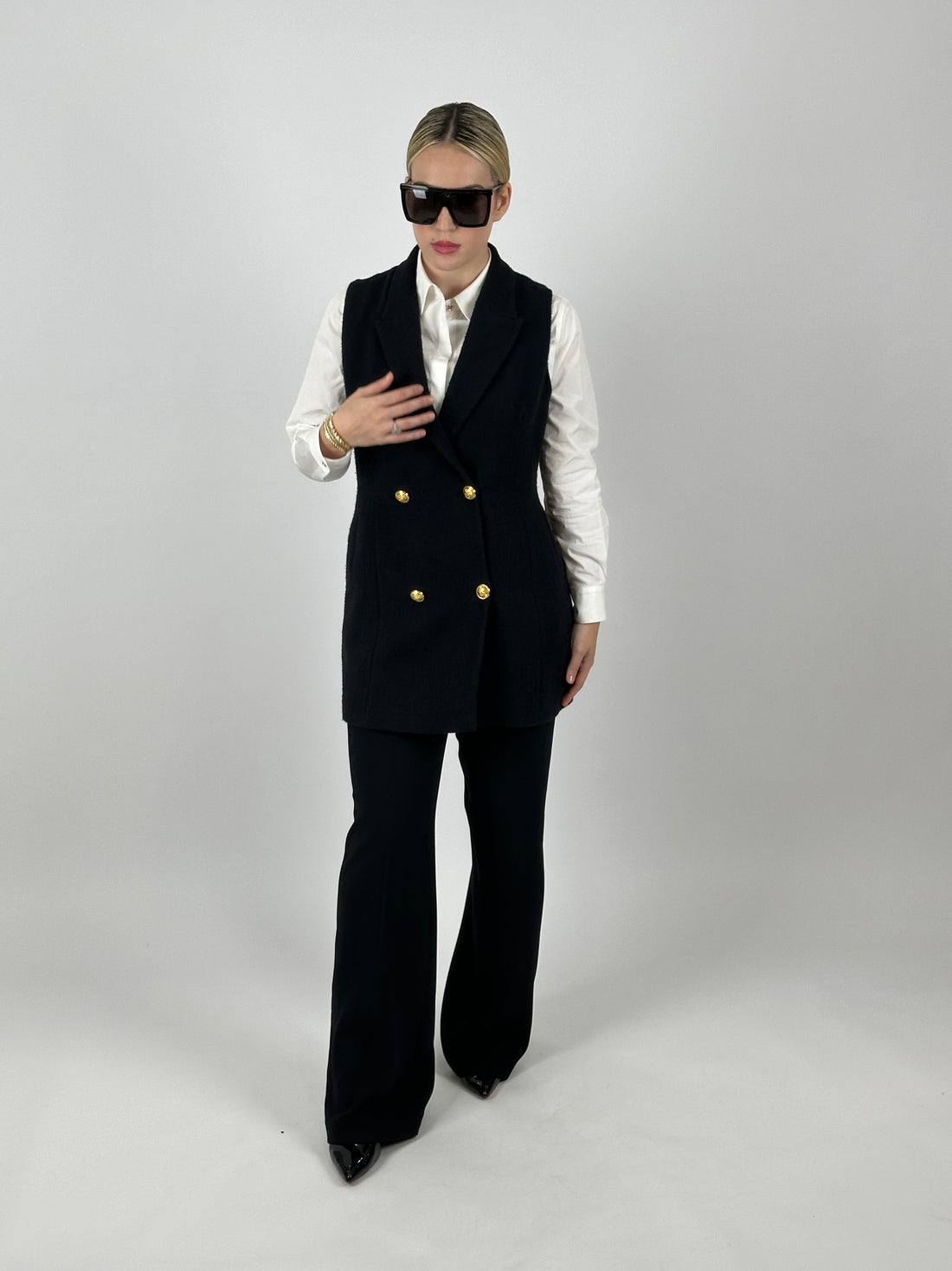 Gilet Veste Large Boutons Dorés
