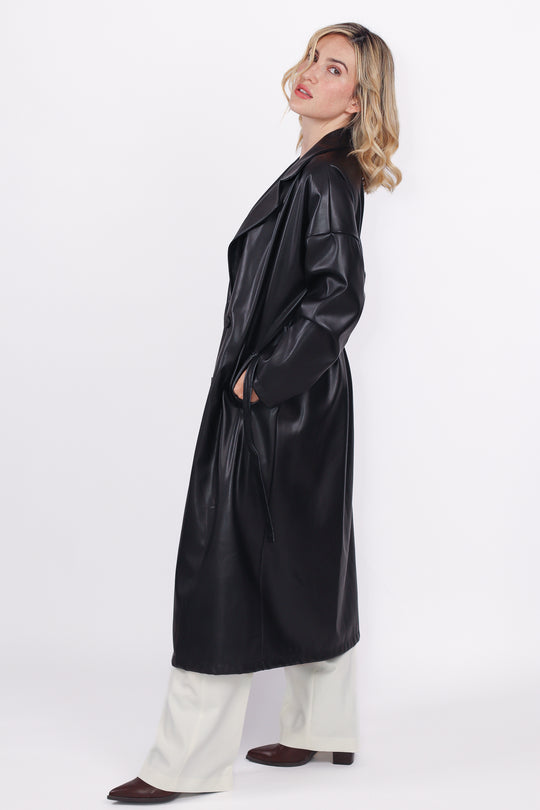 Manteau long en similicuir
