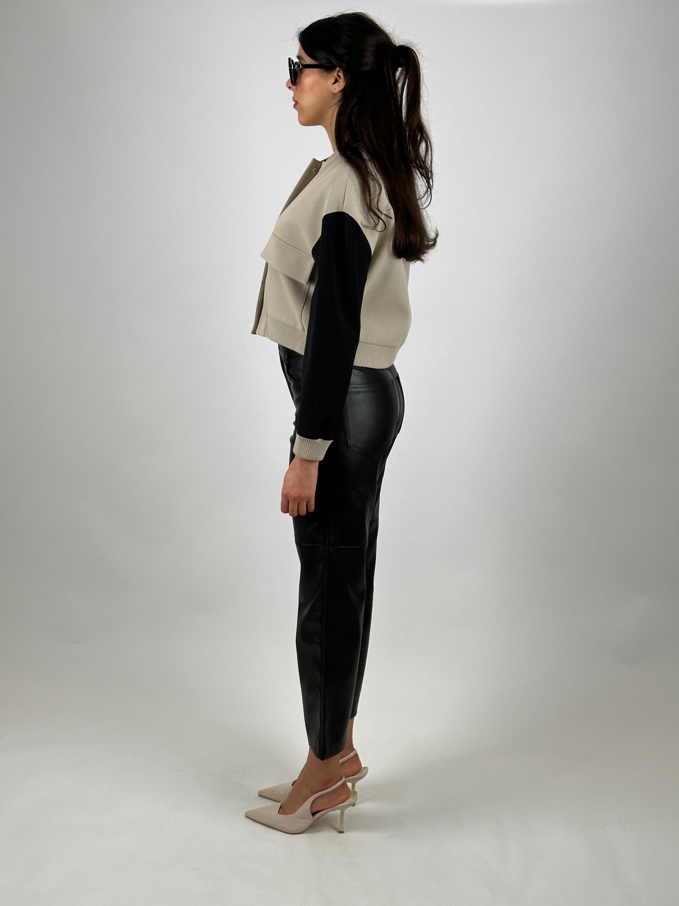 Bomber Poche Beige Noir