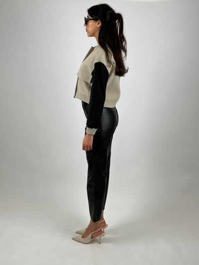 Bomber Poche Beige Noir