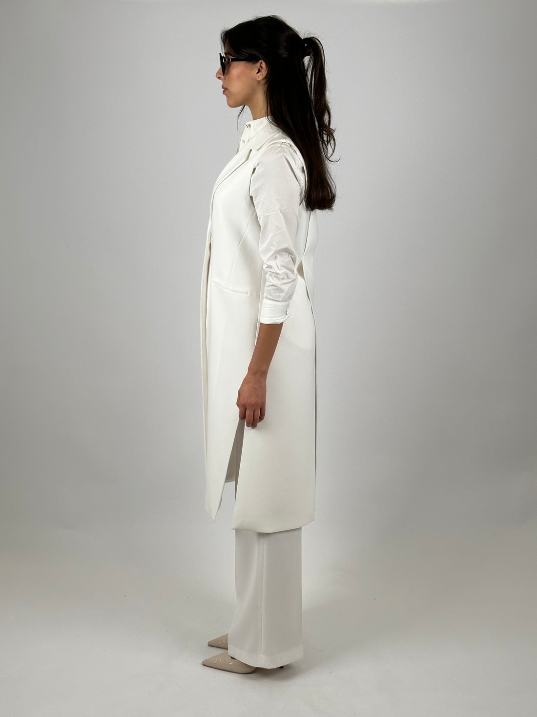 Long Gilet et Pantalon Blanc